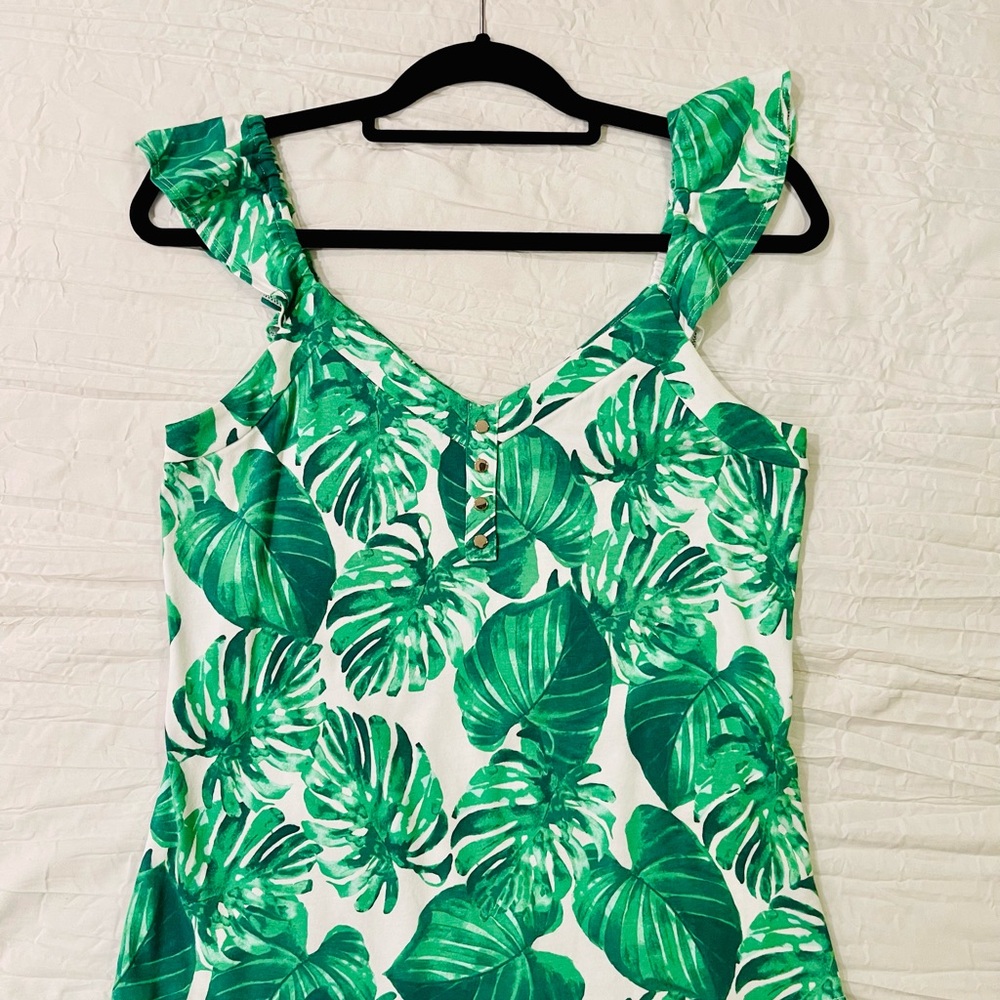 Green Leaf Print Women's Top
